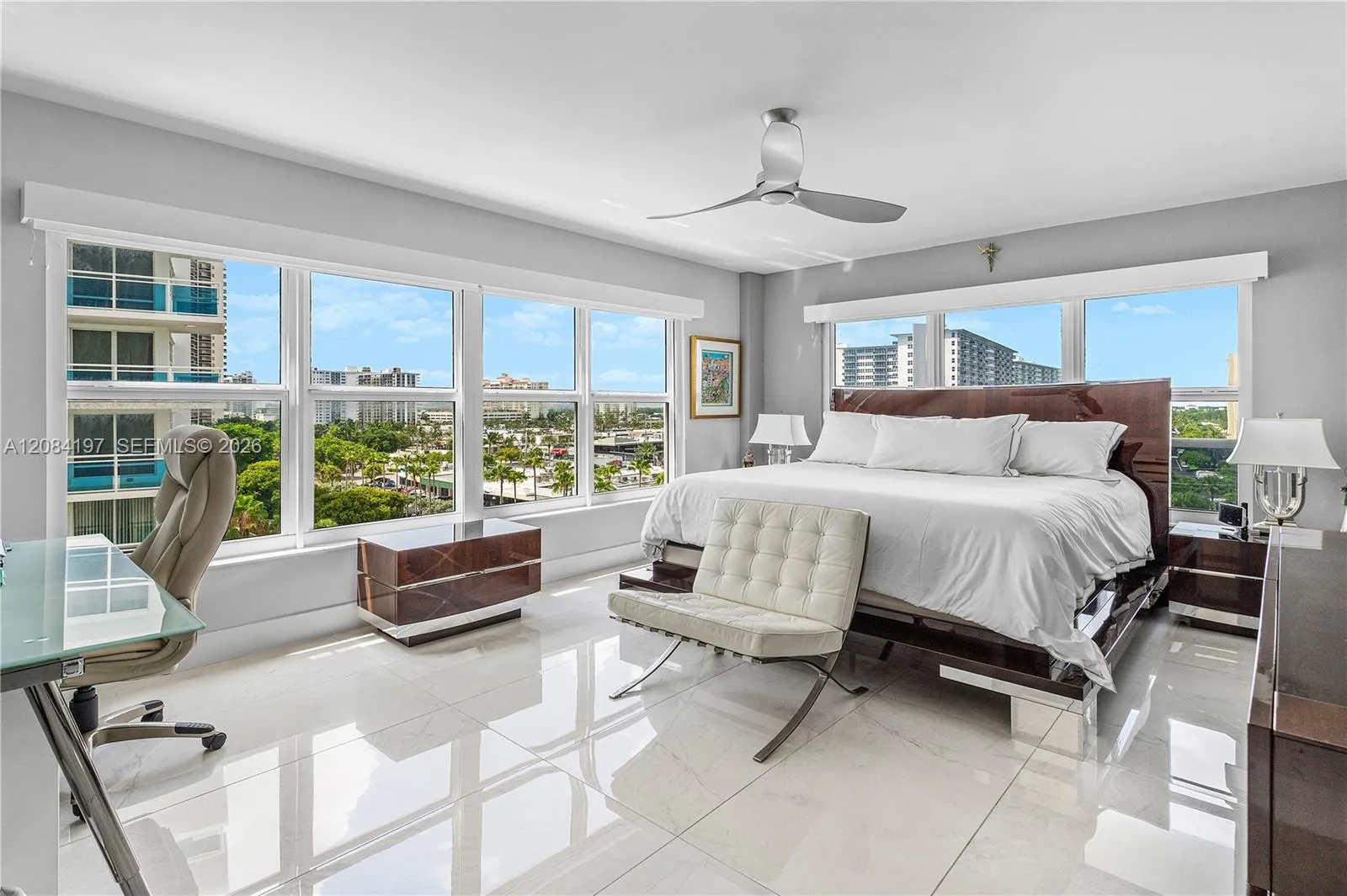 Oversized Primary Bedroom with Electric Blackout Shades and Solar Shades