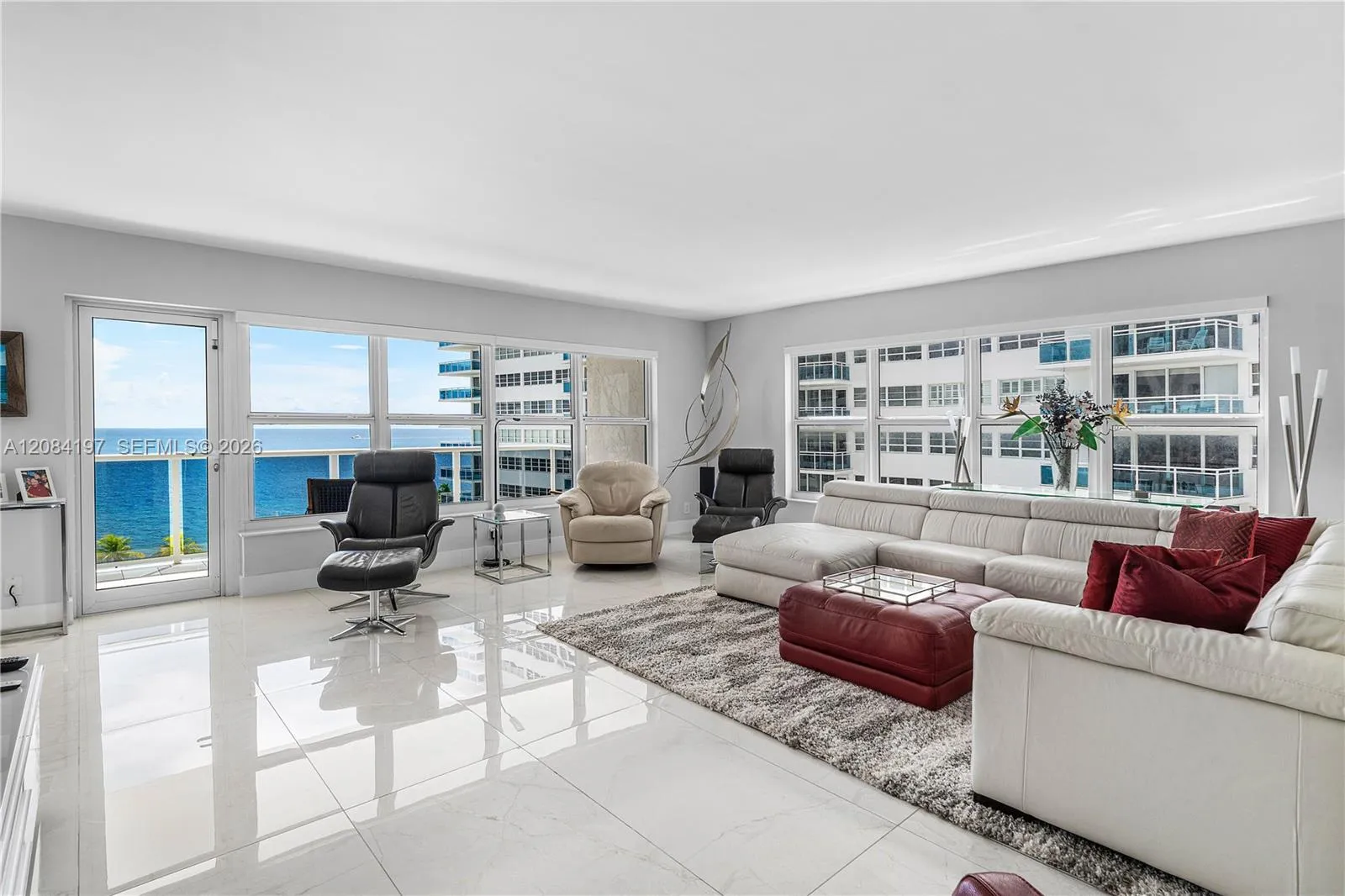 Very Large Living Room with Electric Solar Shades