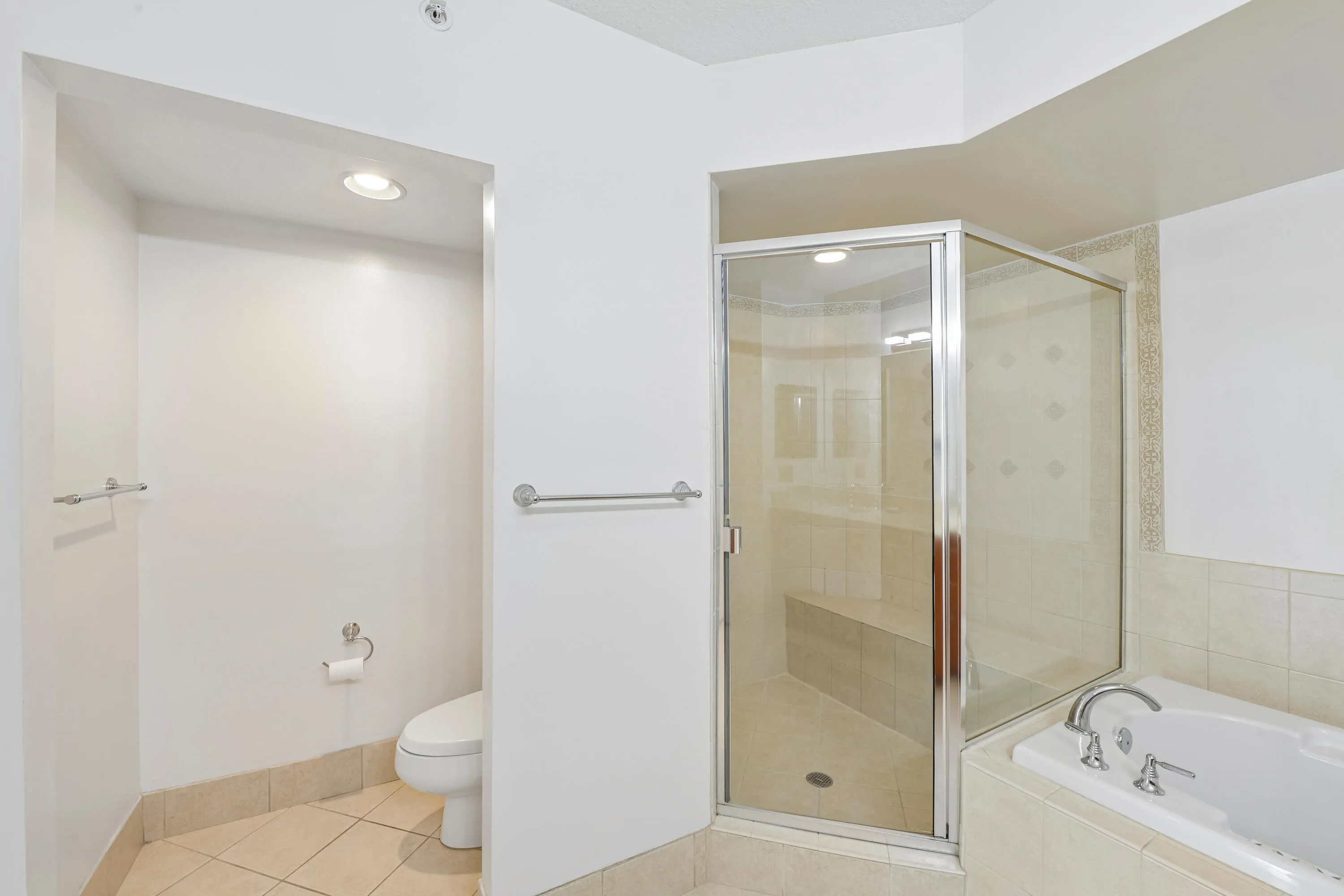 Separate shower and whirlpool tub