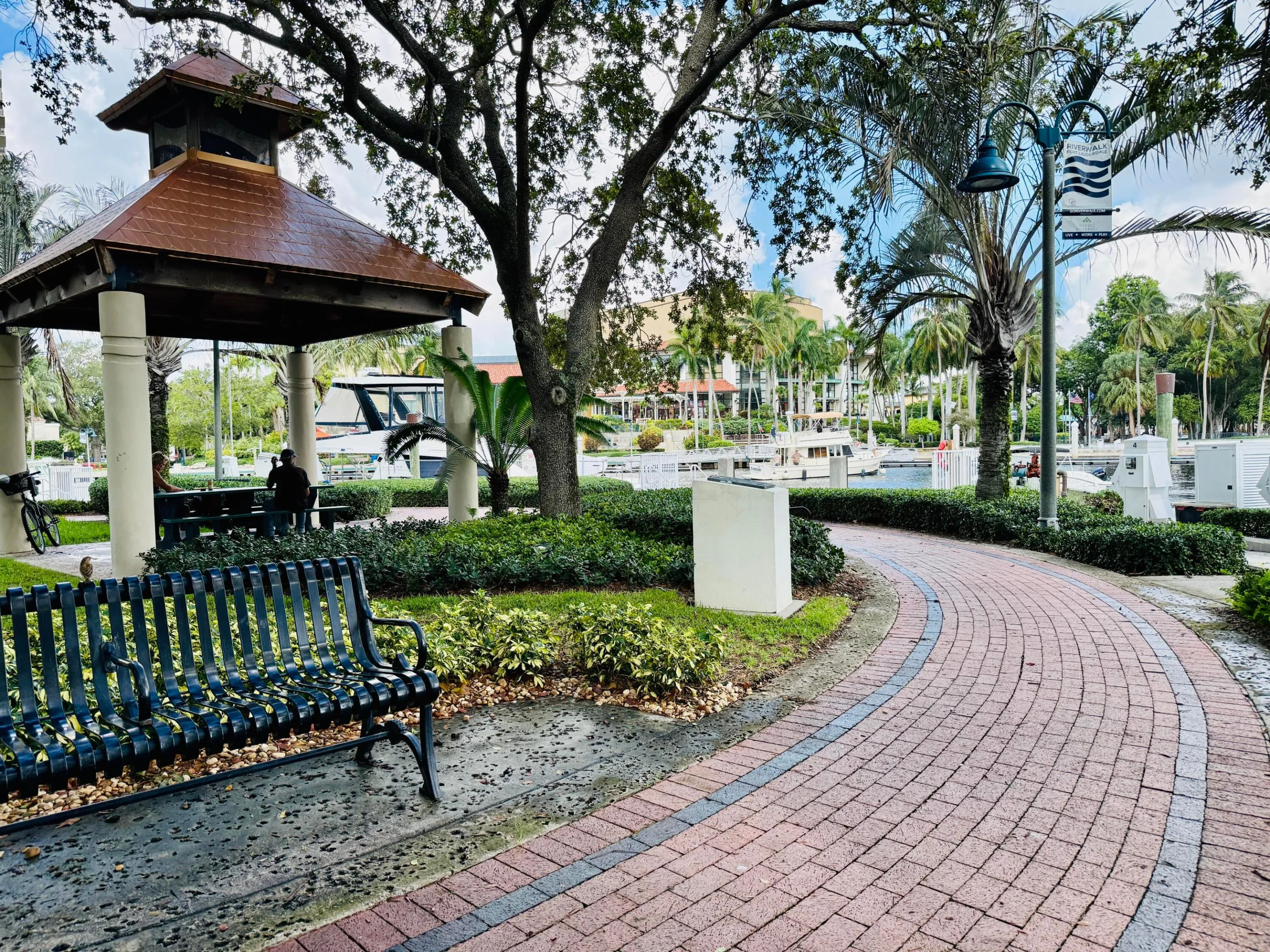 Park and pavillion located directly in front of the Esplanade building on the Riverfront.