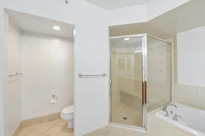 Separate shower and whirlpool tub