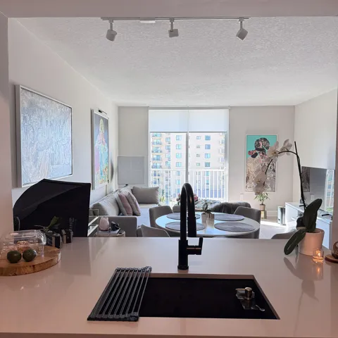 kitchen and living room