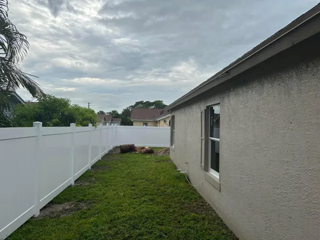 Side yard with established lawn