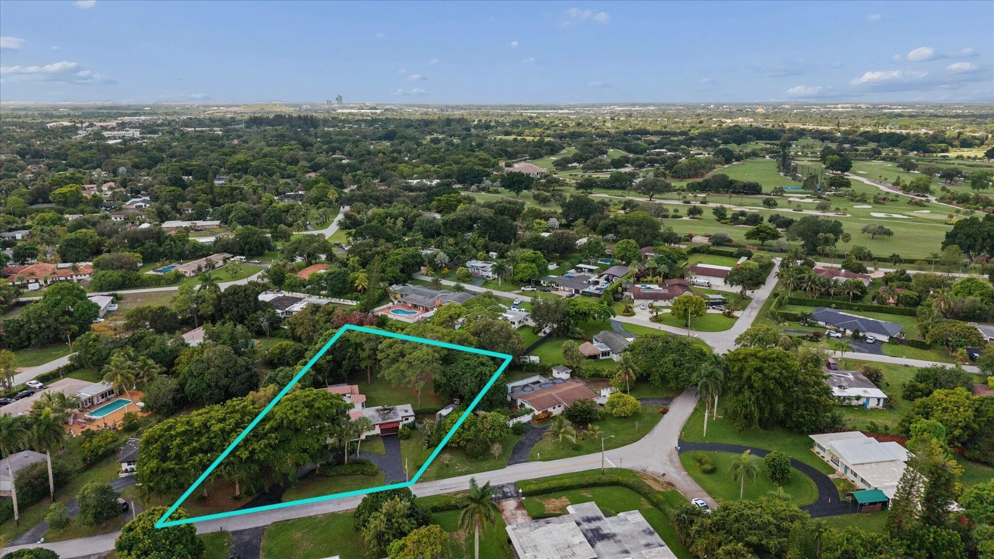 Aerial view with Fort Lauderdale Country Club on the horizon