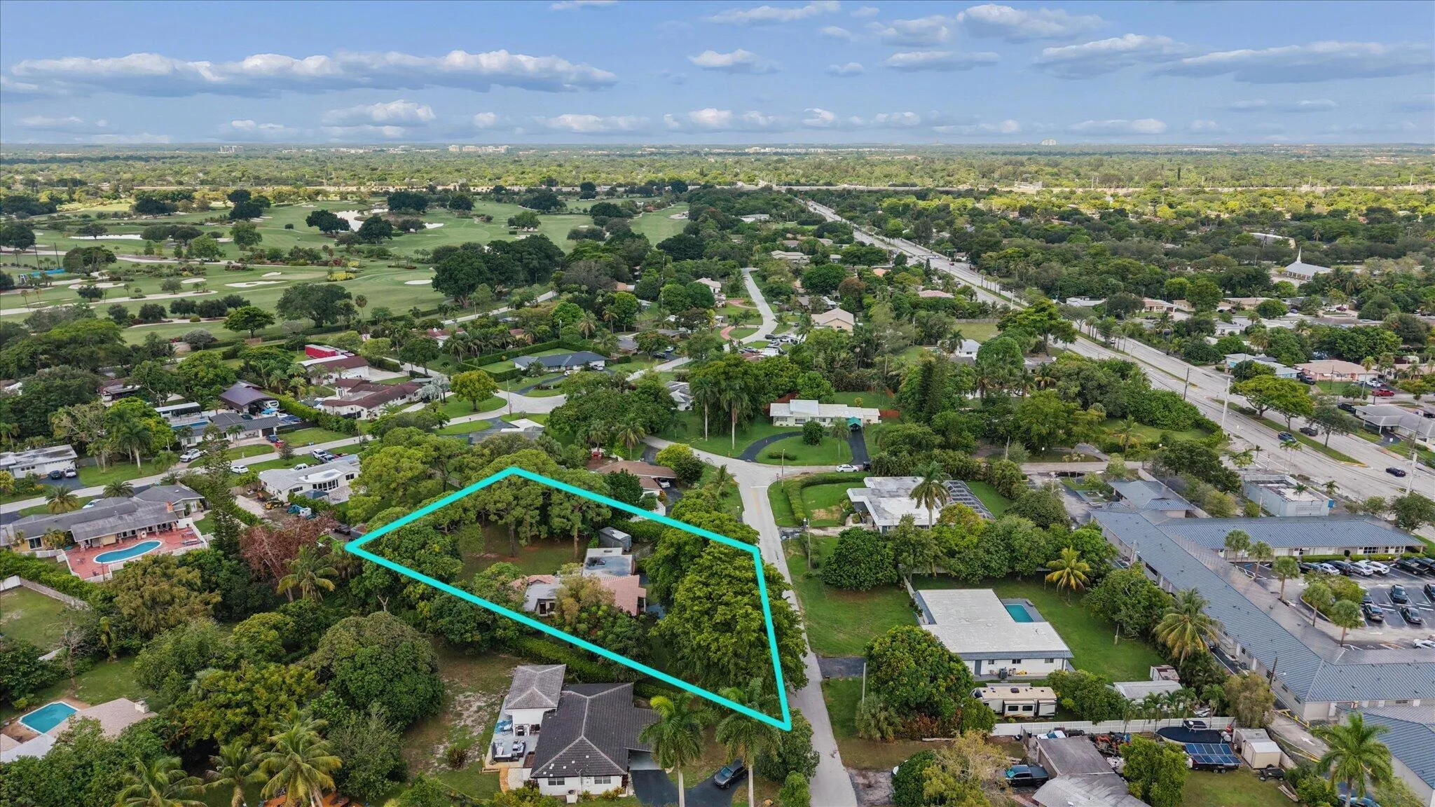 Aerial view with Fort Lauderdale Country Club on the horizon