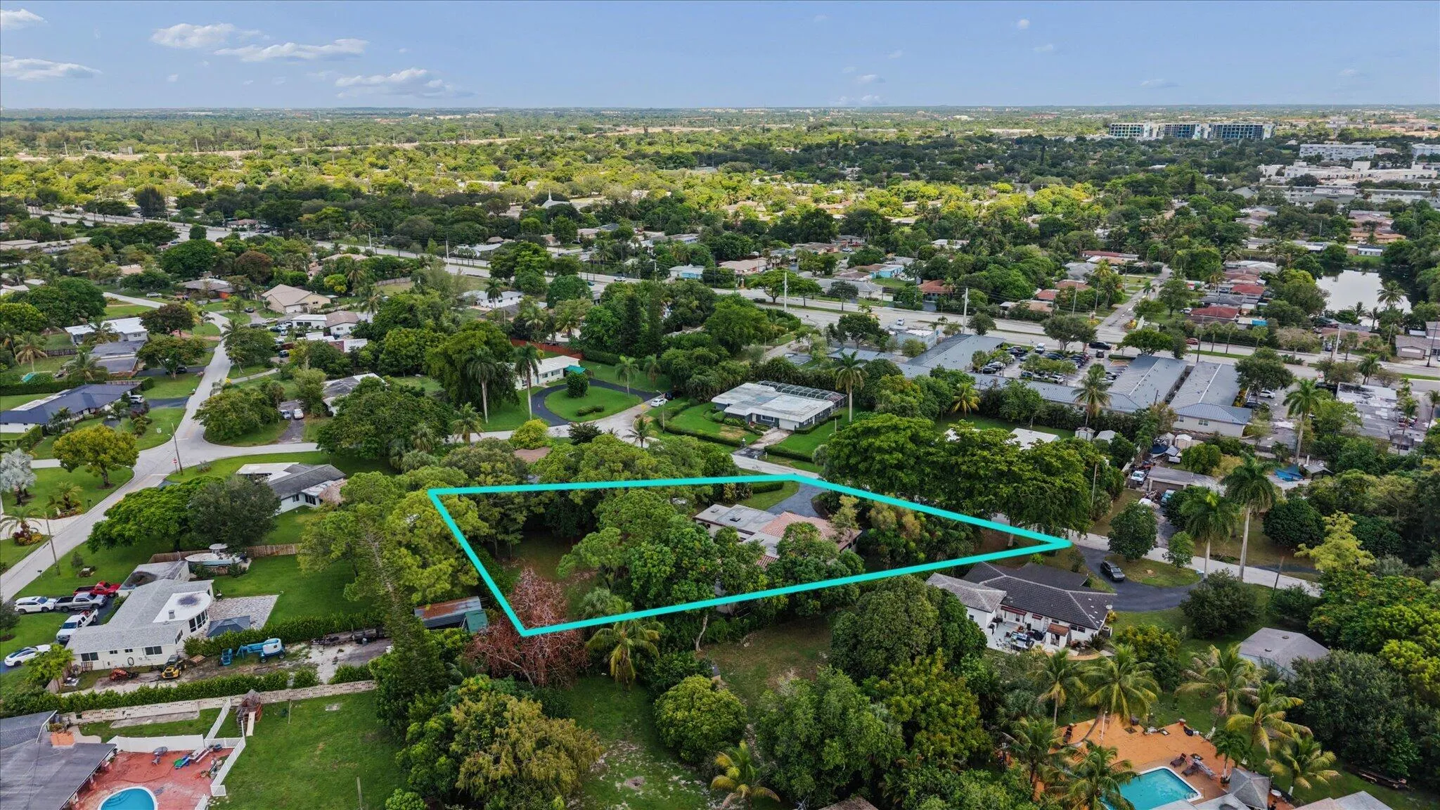 Aerial view with Fort Lauderdale Country Club on the horizon