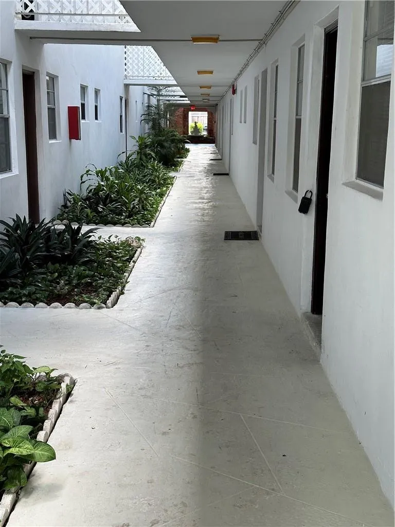 Outside walkway to unit