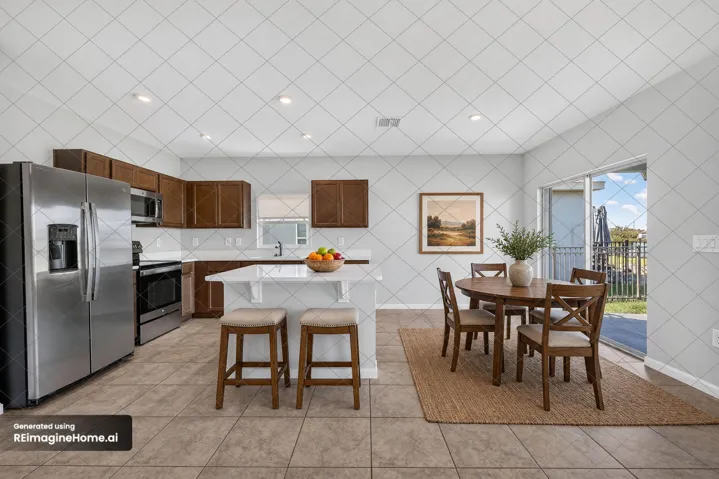 Kitchen and Dining Area Virtually Staged