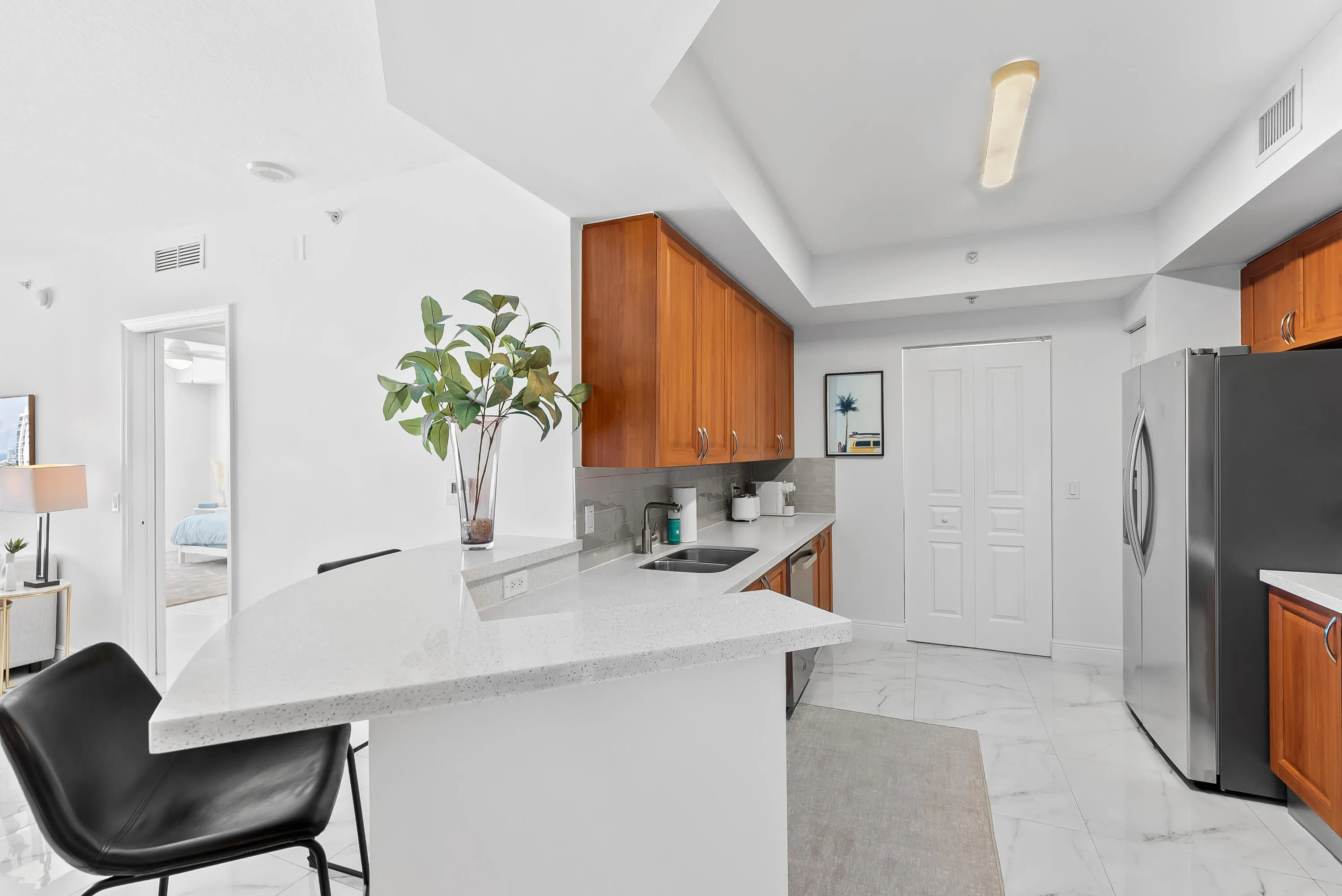 Open kitchen with plenty of work space.