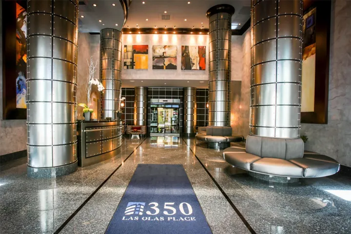Lobby at 350 Las Olas Place - 24/7 secured.