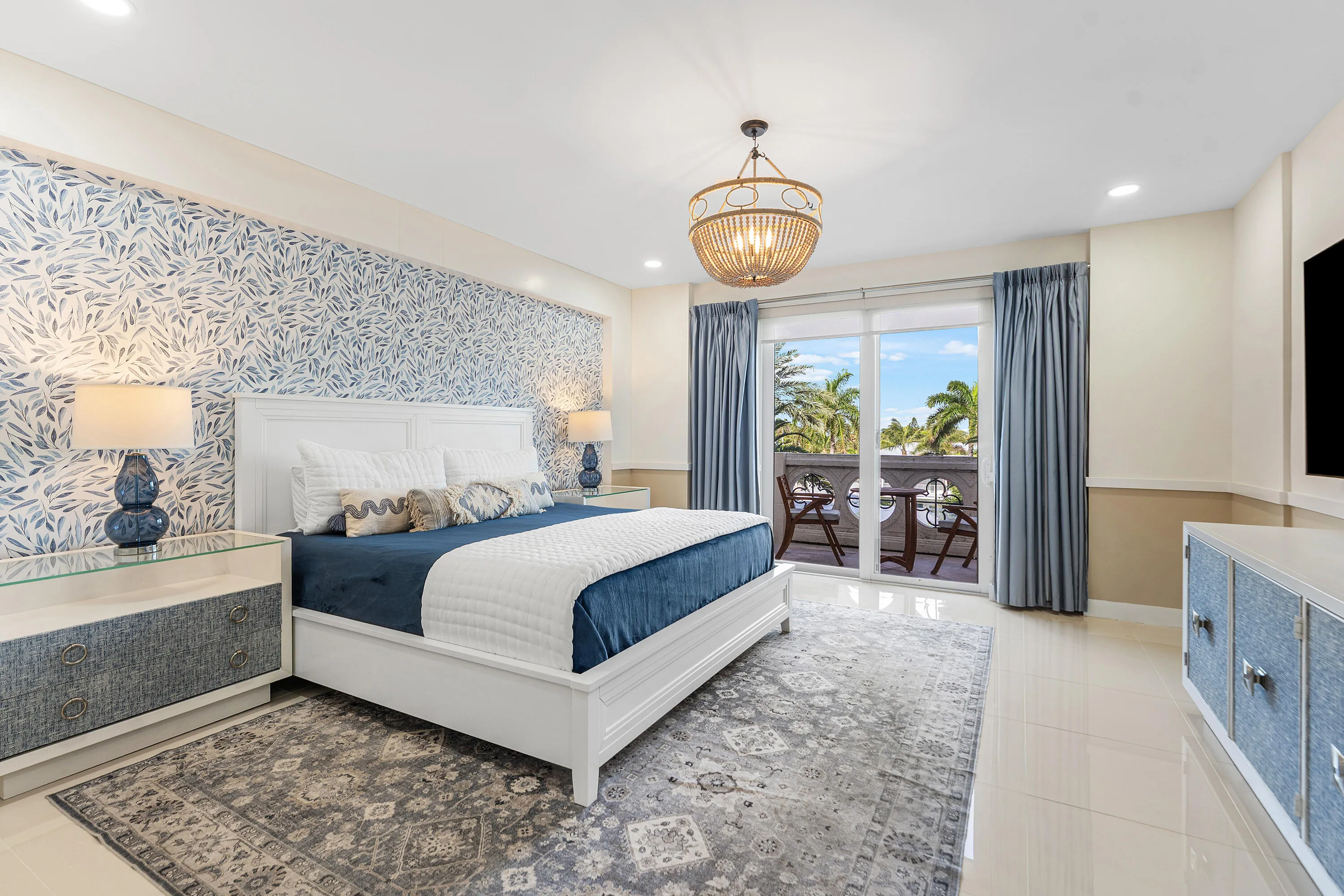 Beautifully decorated Primary suite with balcony access