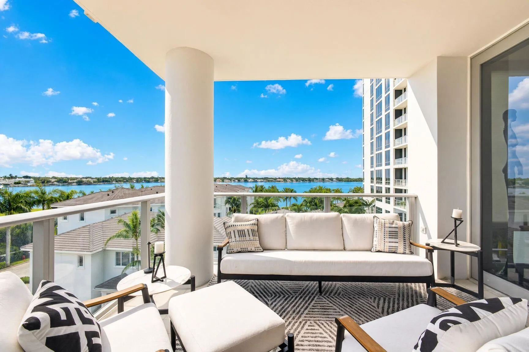 Great place to entertain on your spacious Northeast waterfront balcony!