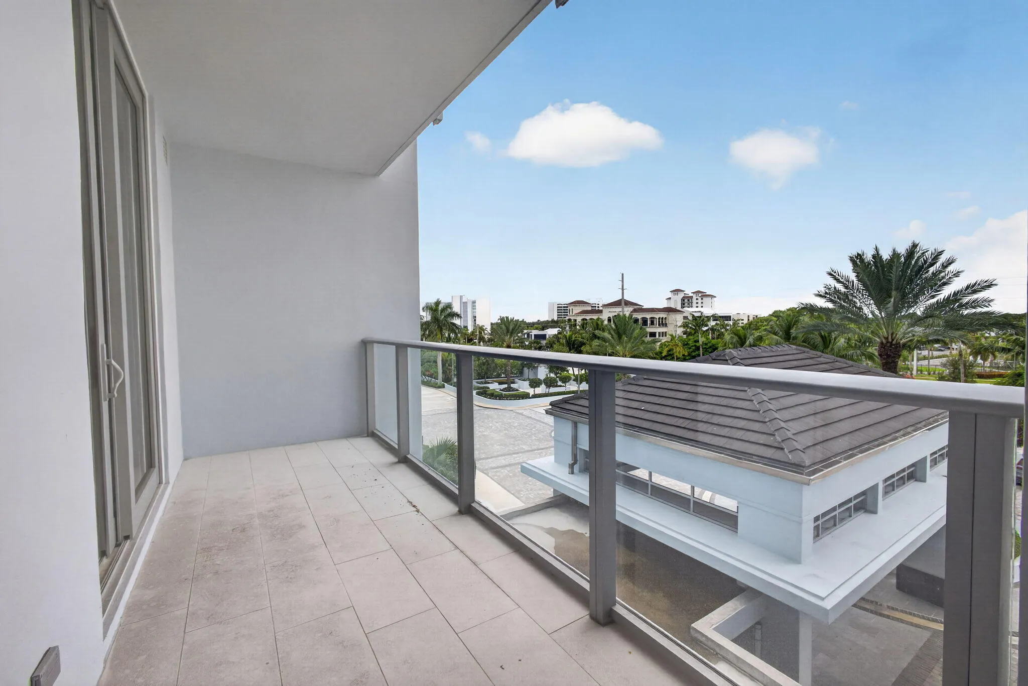 Spacious West facing balcony, terrific night view of the city lights just after sunset.