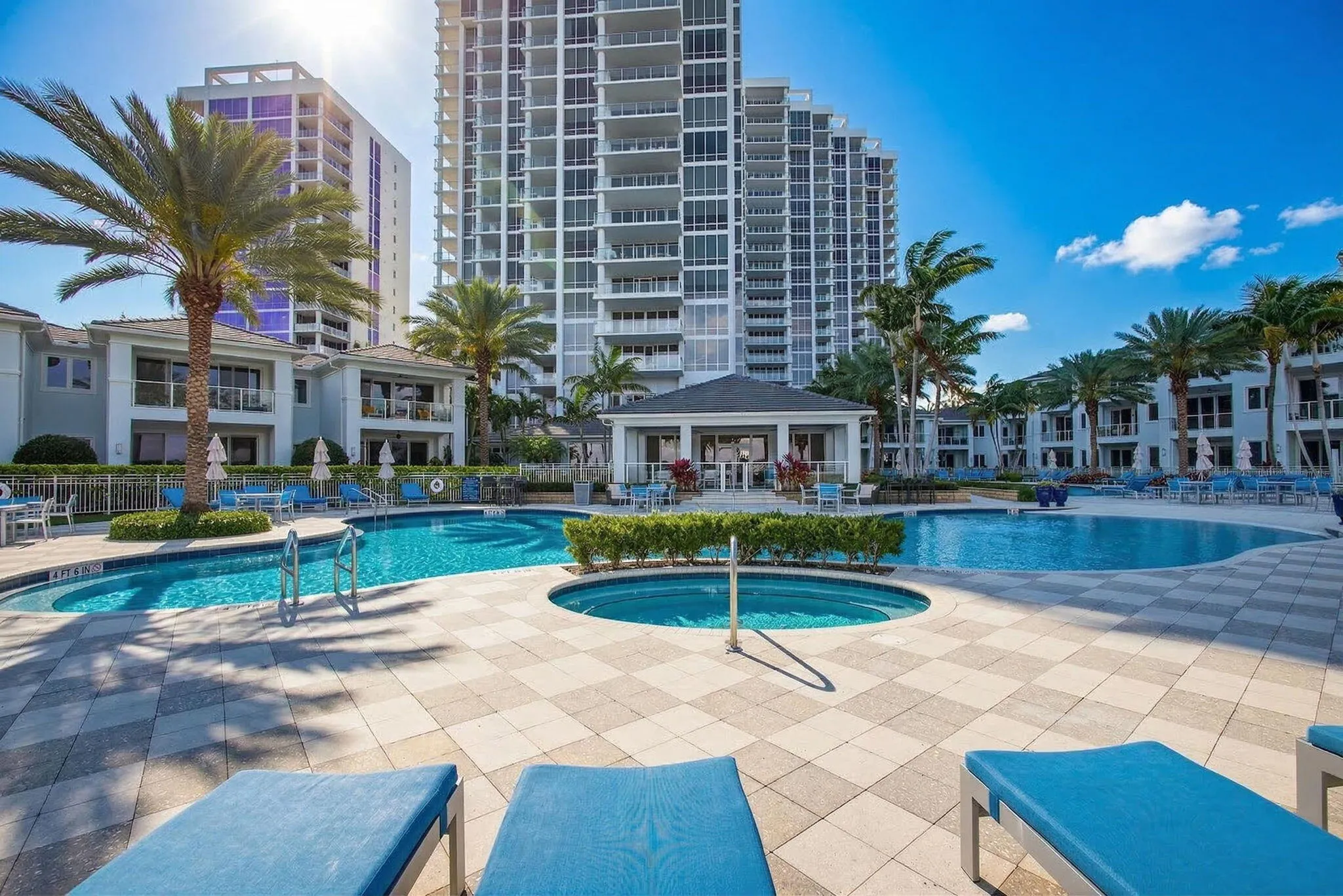 This is a view from the pool area looking west toward the 3 SPECTACULAR Water Club towers