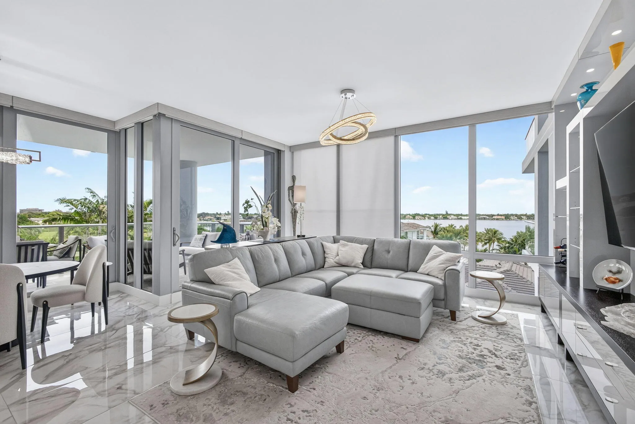 Wide open spaces with floor to ceiling windows with remote controlled shades!