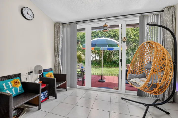 Sunroom looking onto the outside Patio.