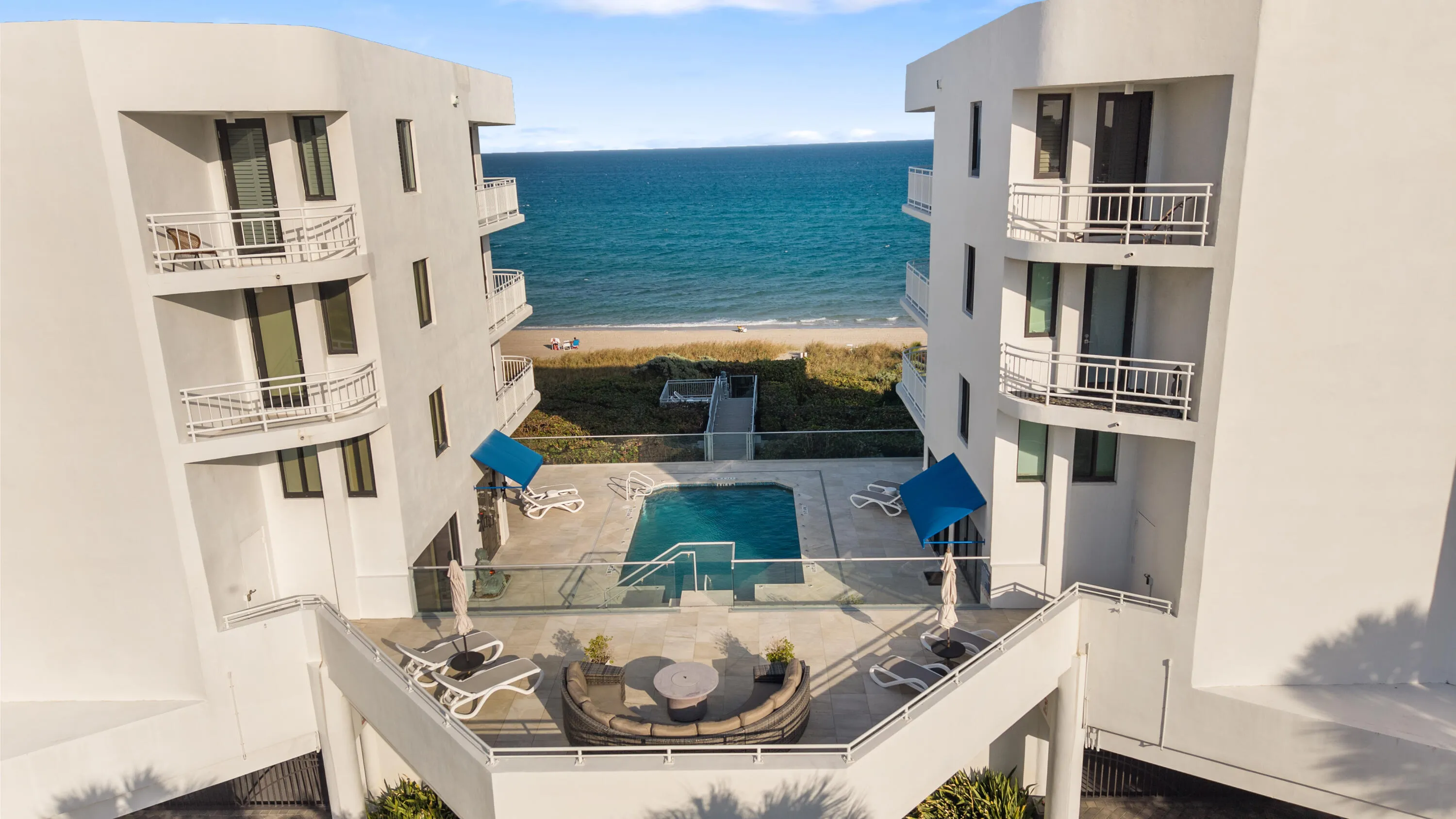 Building/pool/beach aerial