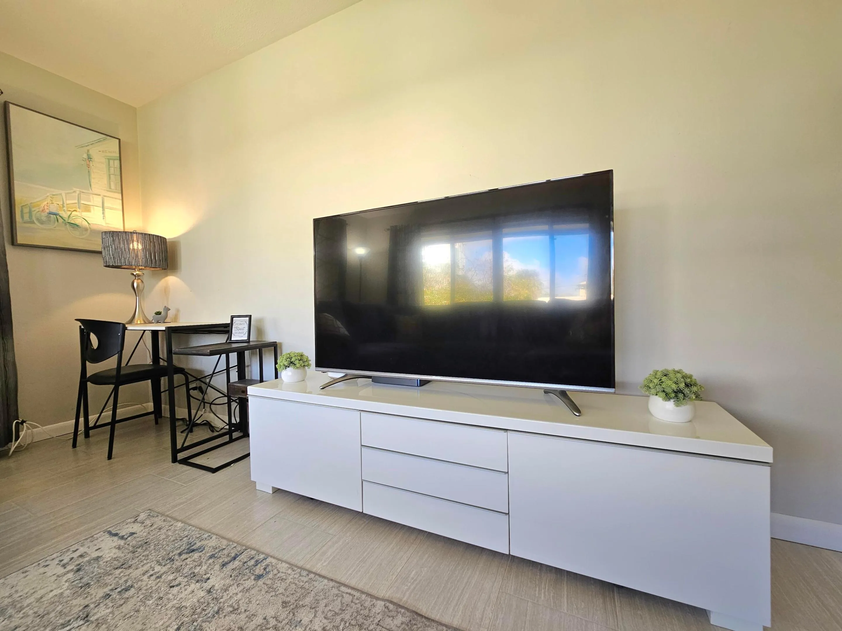 ENTERTAINMENT CENTER WITH SIDE TABLE AND CHAIR