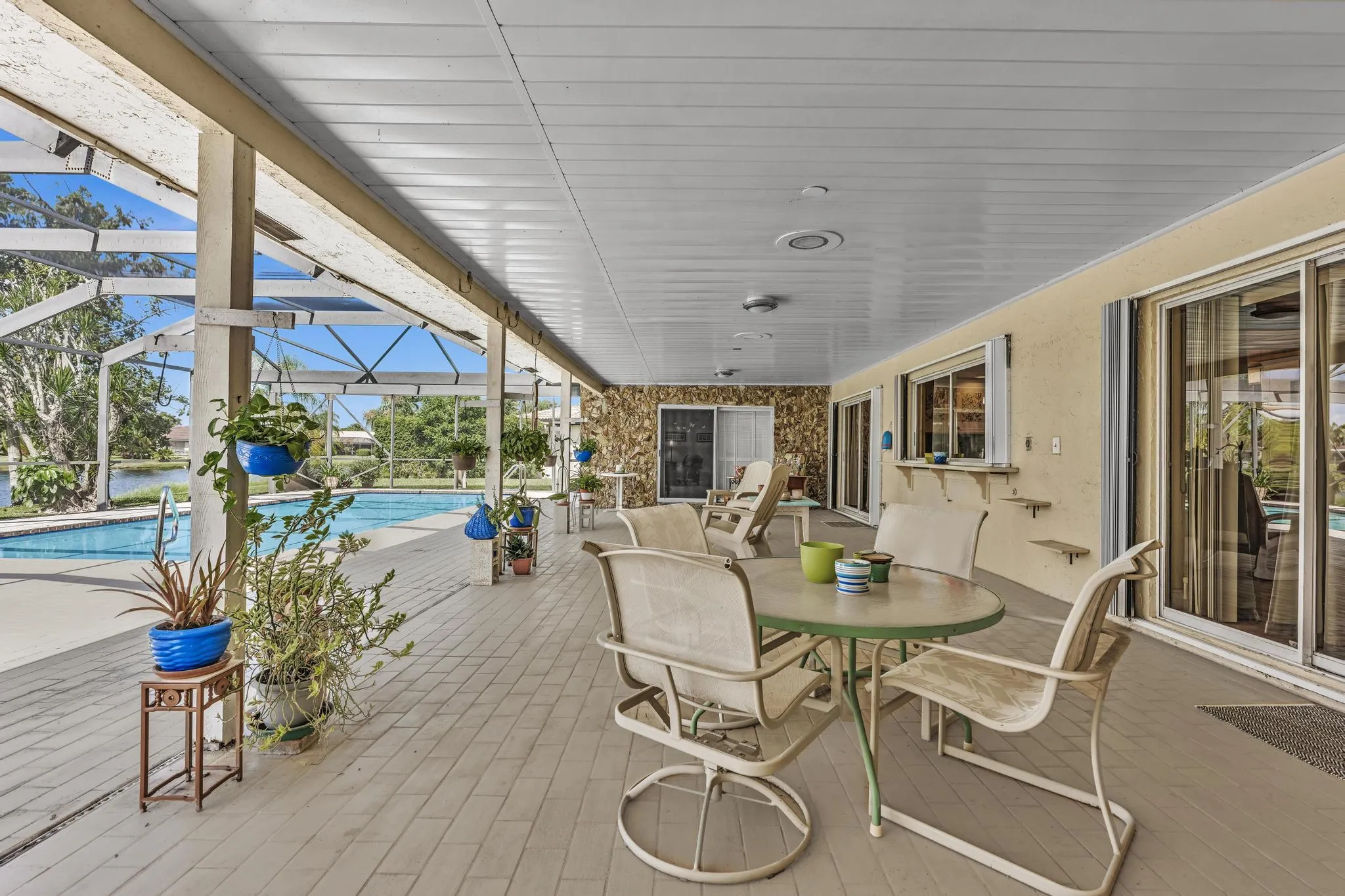 Long covered patio