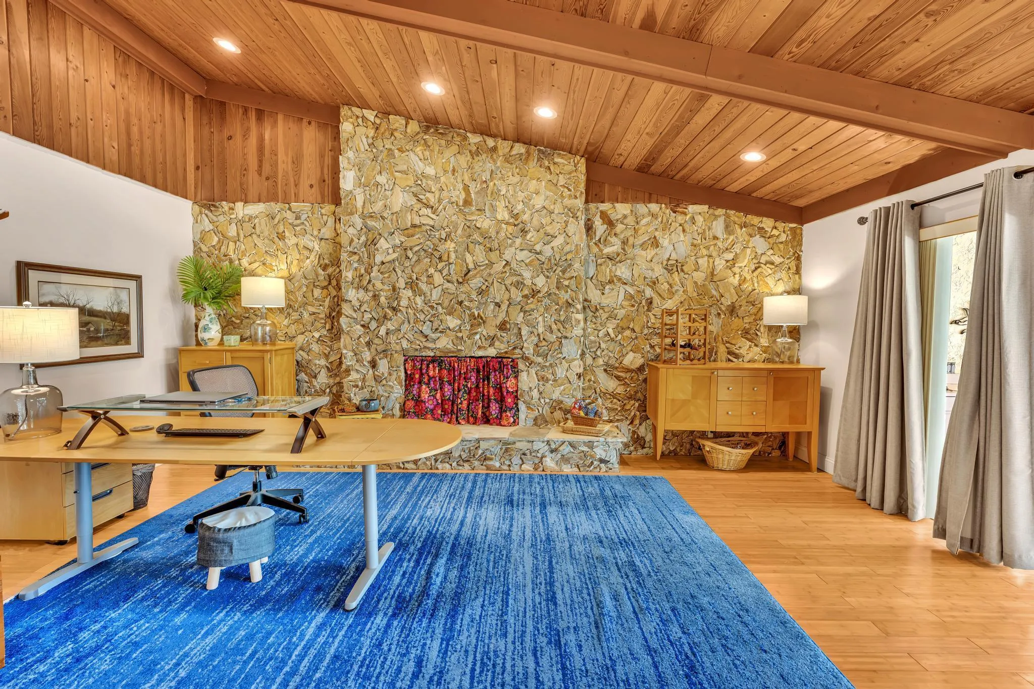 Huge formal living room with fireplace