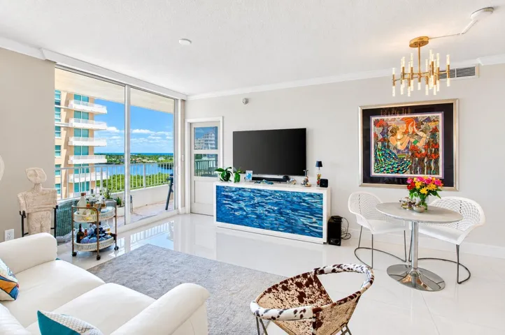Living room with water view