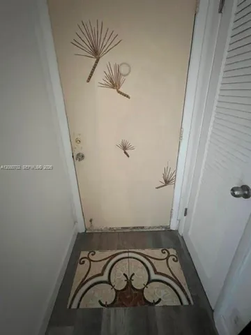 tiled entrance and door