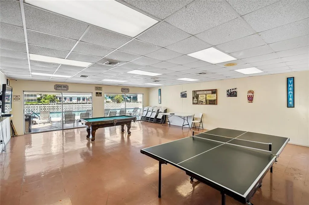 Community club room with billiards and ping pong