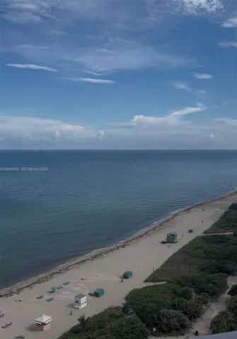 Direct oceanfront exposure featuring an expansive sandy shoreline and coastal vegetation