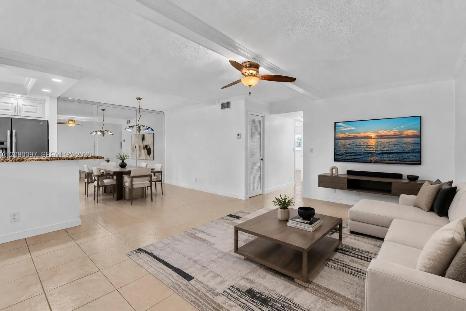 Living/dining staged
