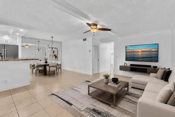 Living/dining staged