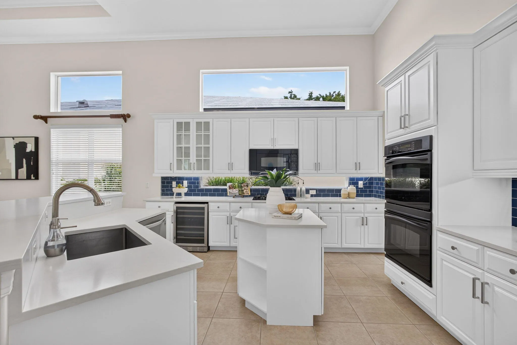 Newly refreshed kitchen includes quartz counterops