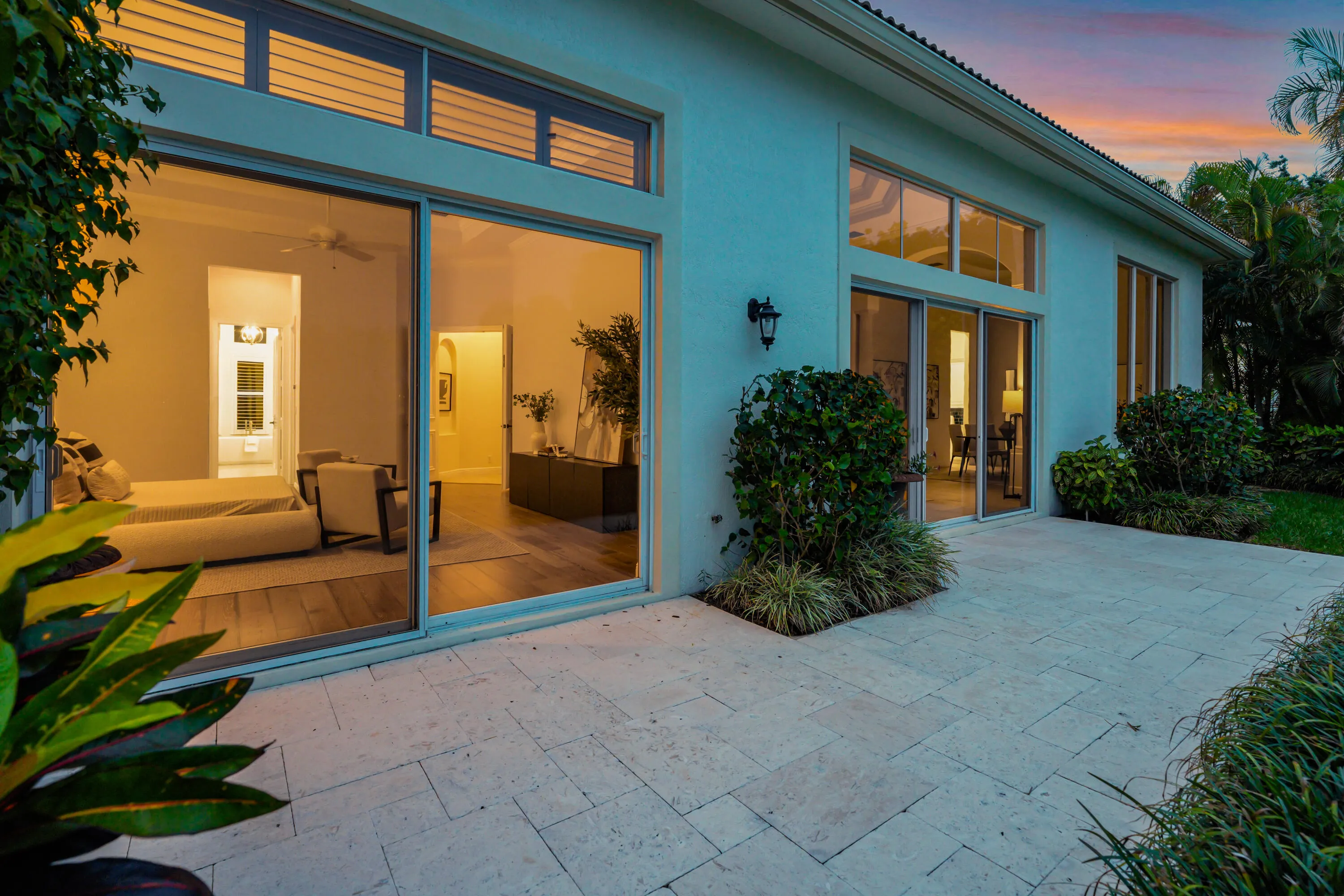 Large rear patio with recent travertine renovation to enjoy the views
