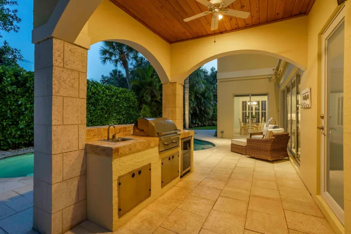 Twilight Outside Summer Kitchen