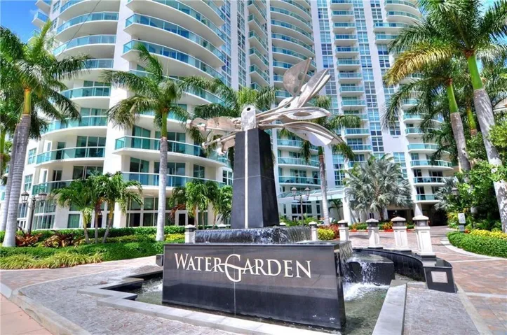 This beautiful fountain/sculpture enhances the entrance to the building