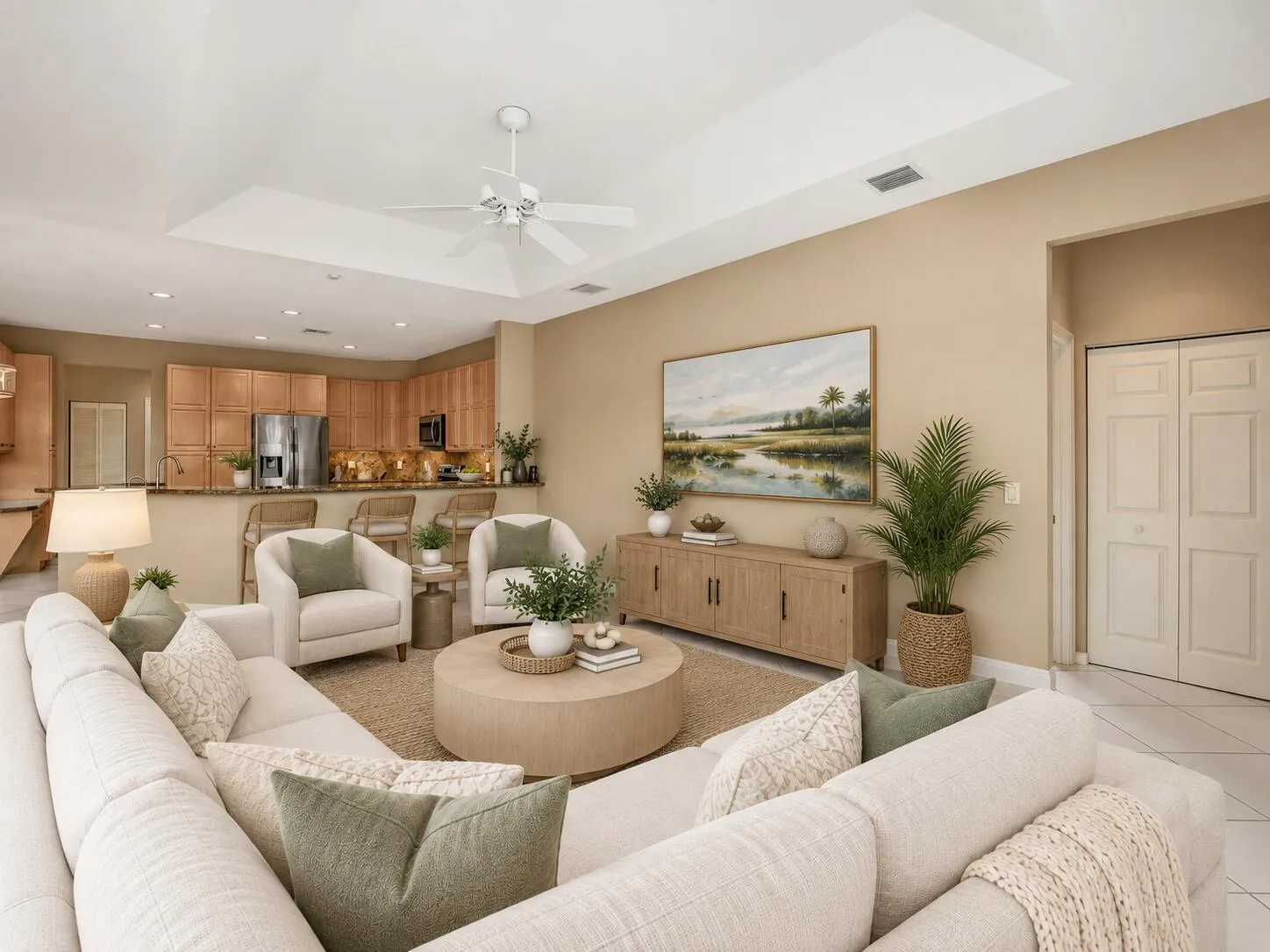 Living room, virtually staged