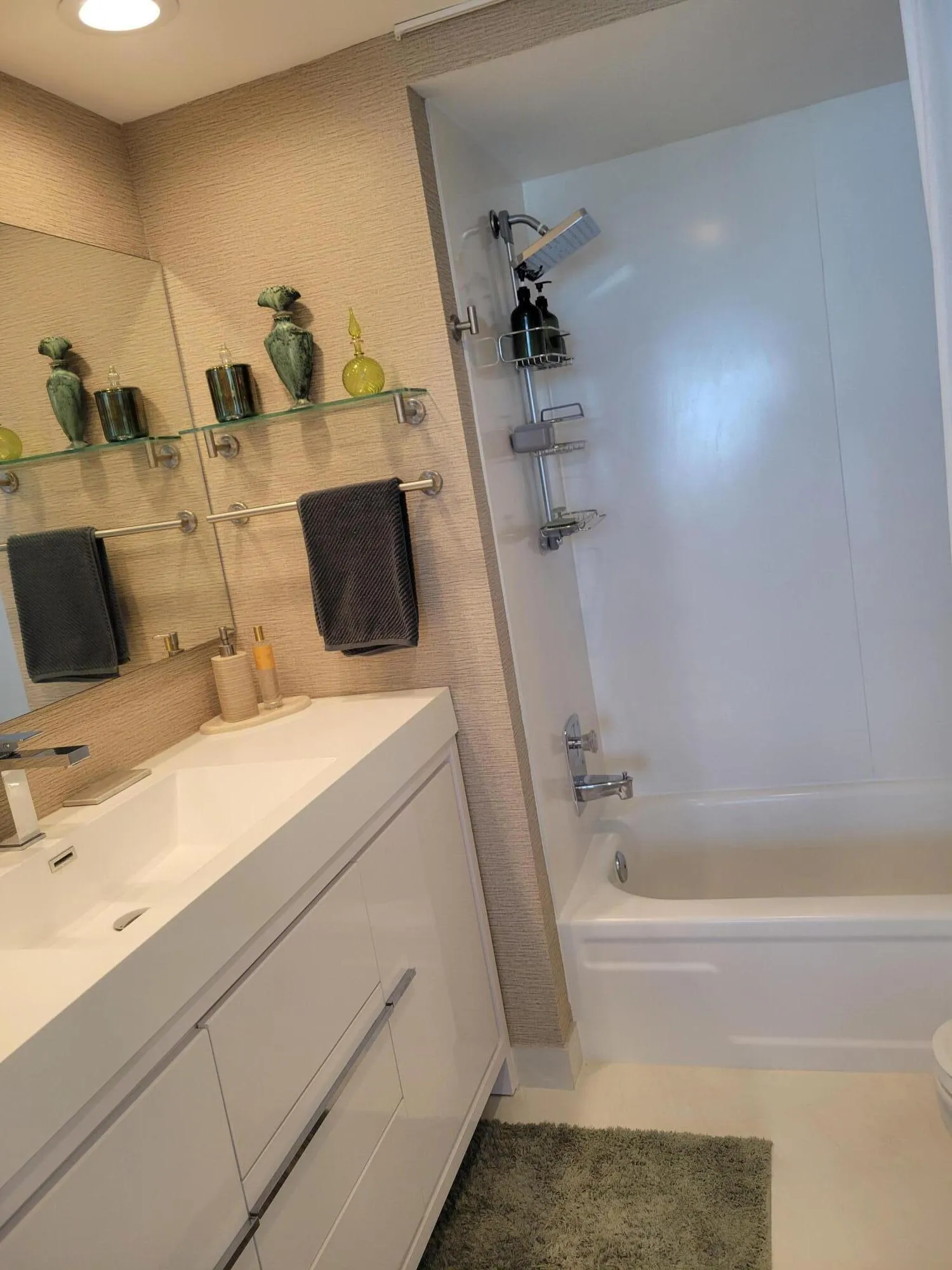 Master bath with tub and shower