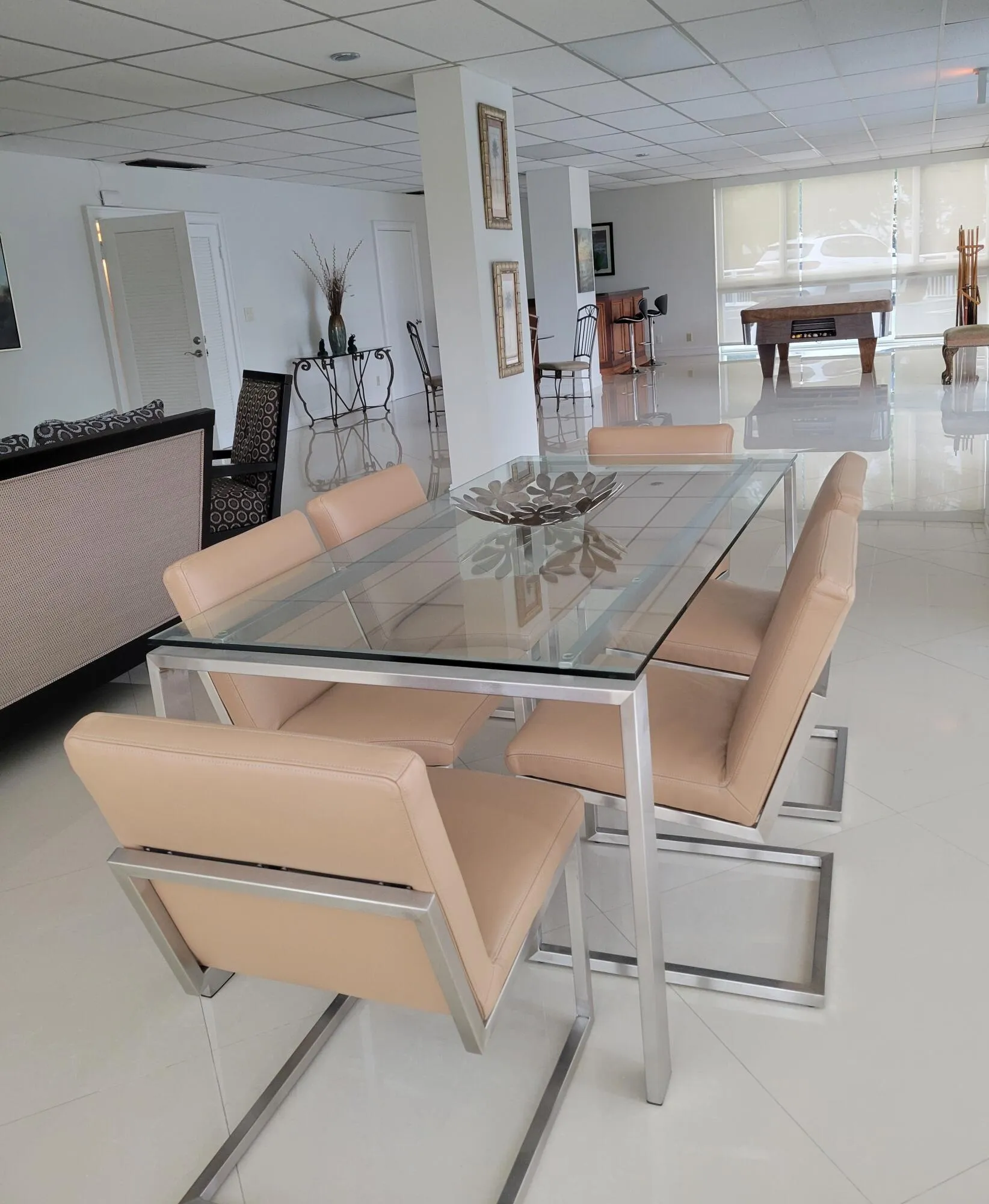 Event room with full kitchen and pool table.