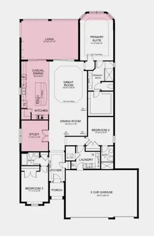 Floor Plan ~ Additional Highlights Include: whole house impact windows, tray ceilings, 10" ceilings, outdoor kitchen rough-in, pocket door at foyer, and laundry sink pre-plumb