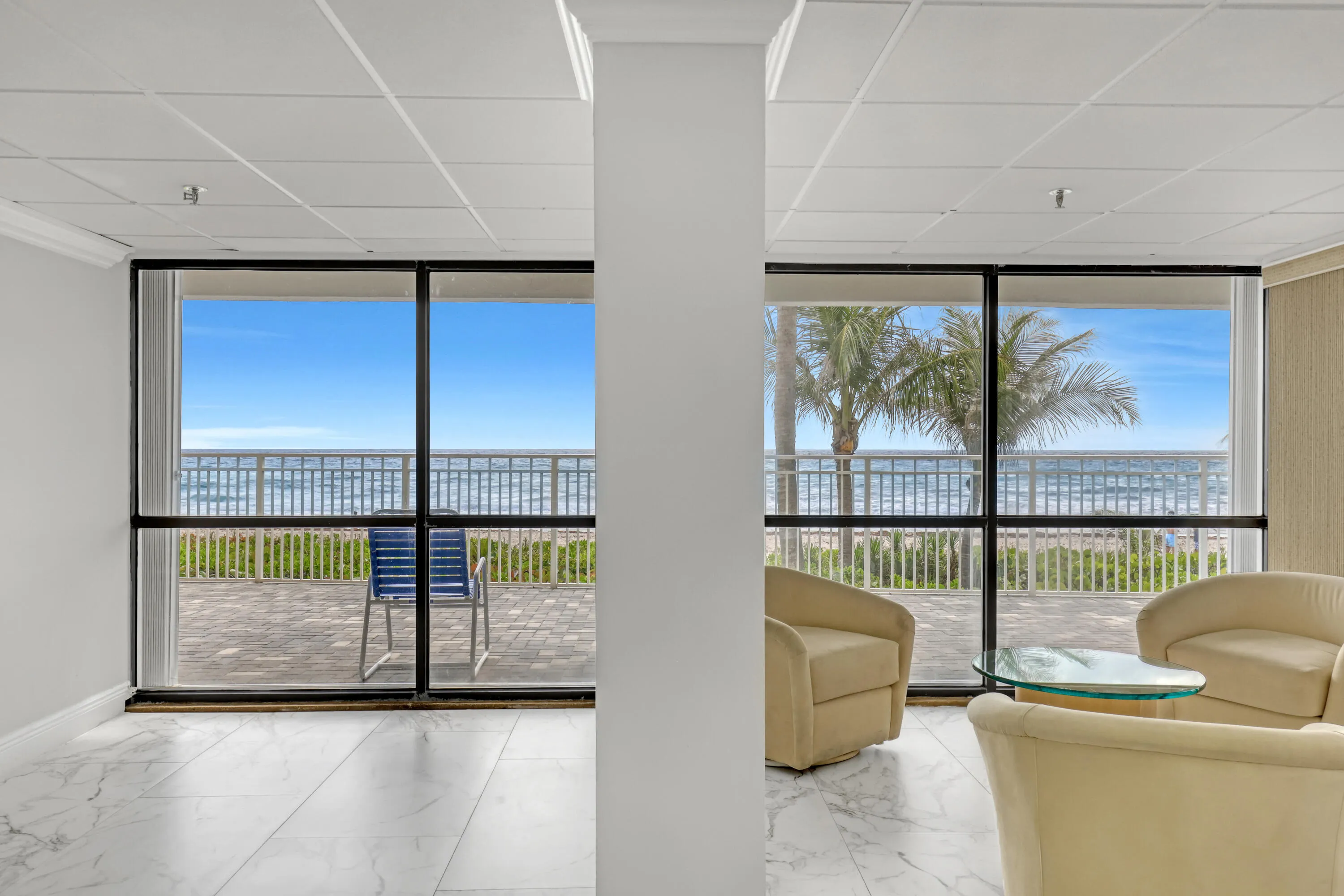 Large windows offering water scenery