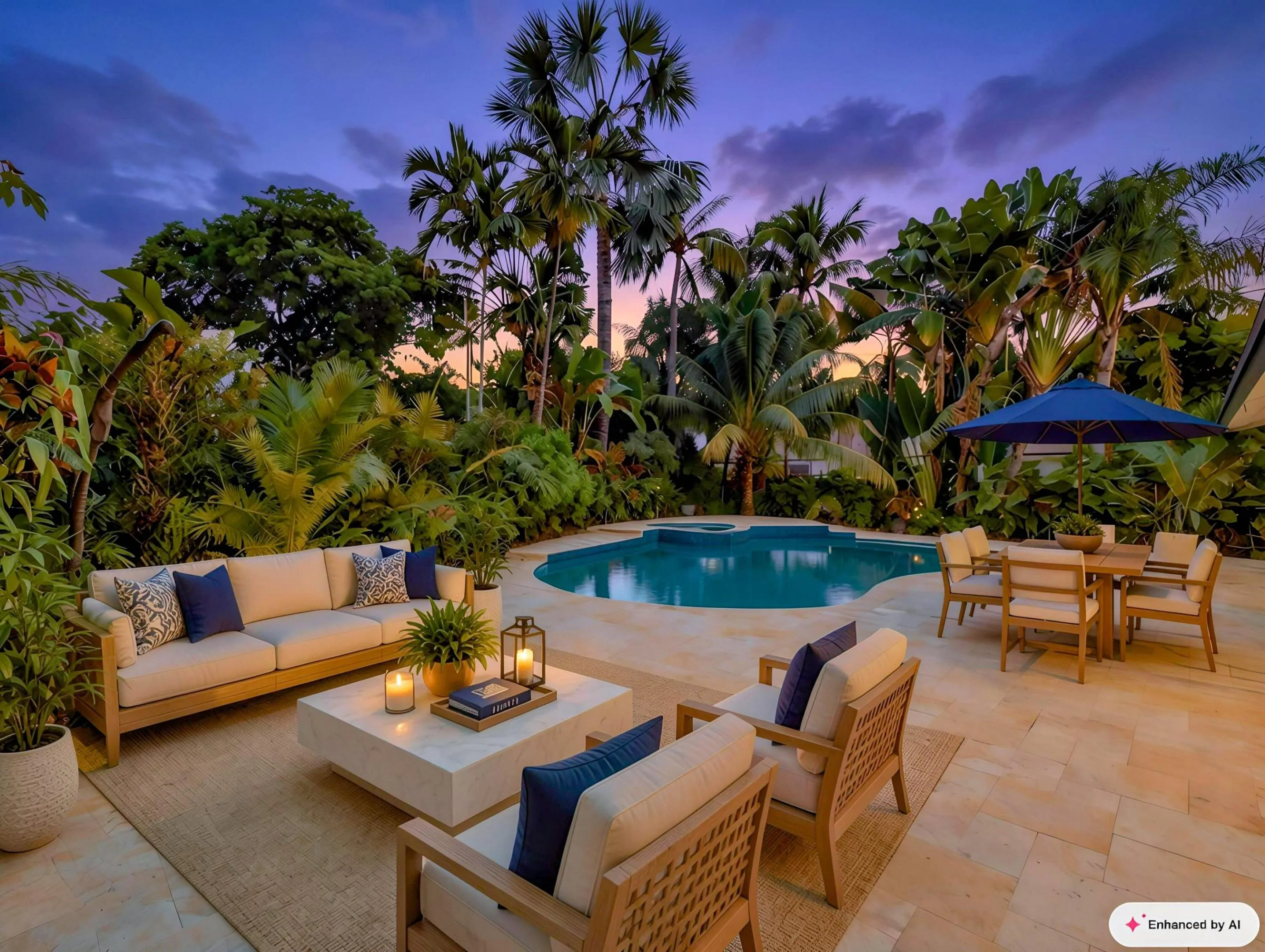 Pool Deck Staged Dusk