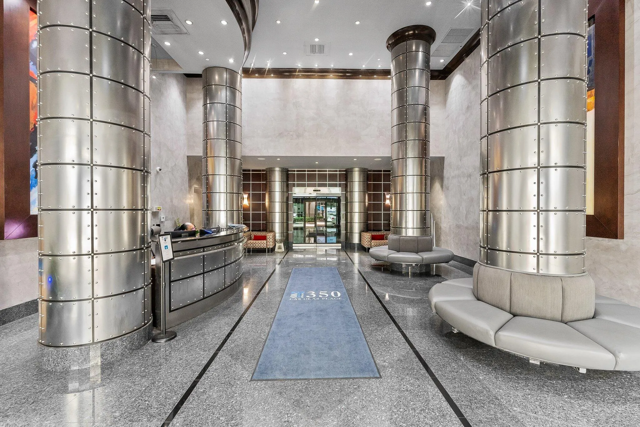 Lobby at 350 Las Olas Place - 24/7 security desk