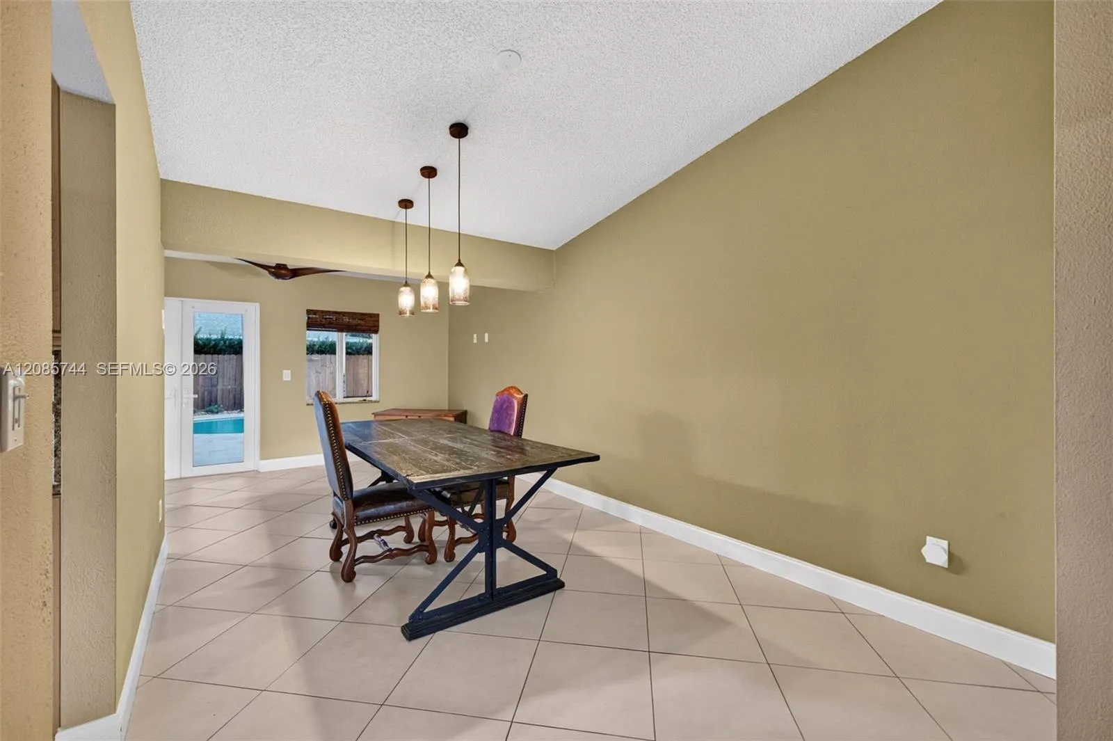 Extra long dining area due to the additioin added on, view toward addition Extra long dining area due to the additioin added on, view toward addition
