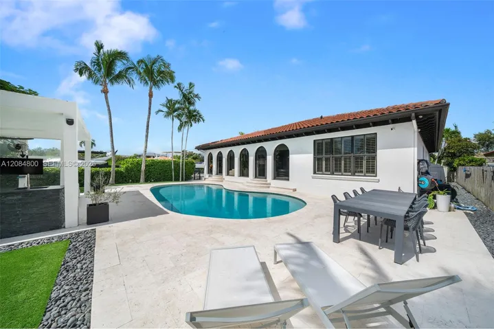 A heated and cooled saltwater pool