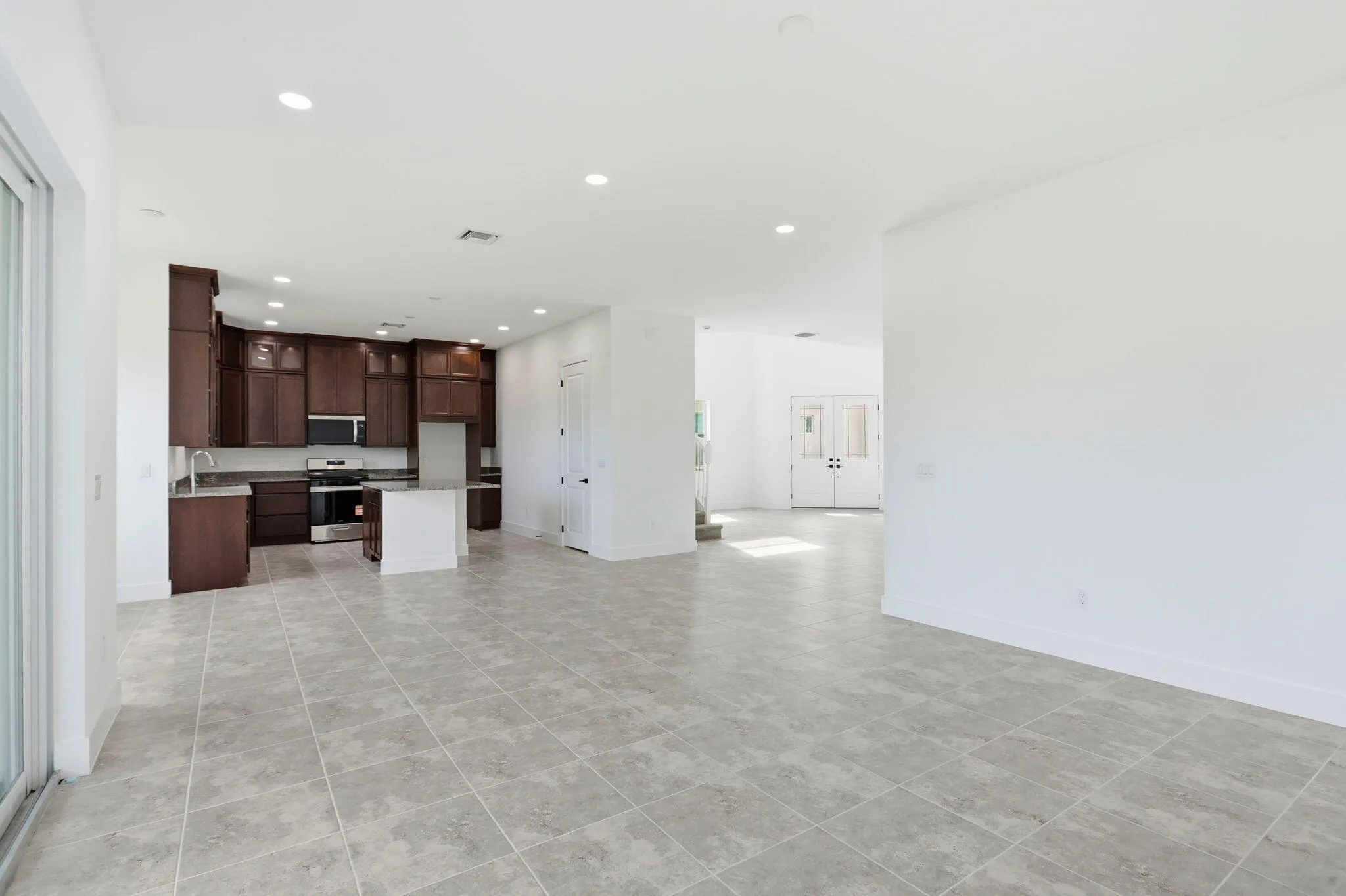 kitchen and living area