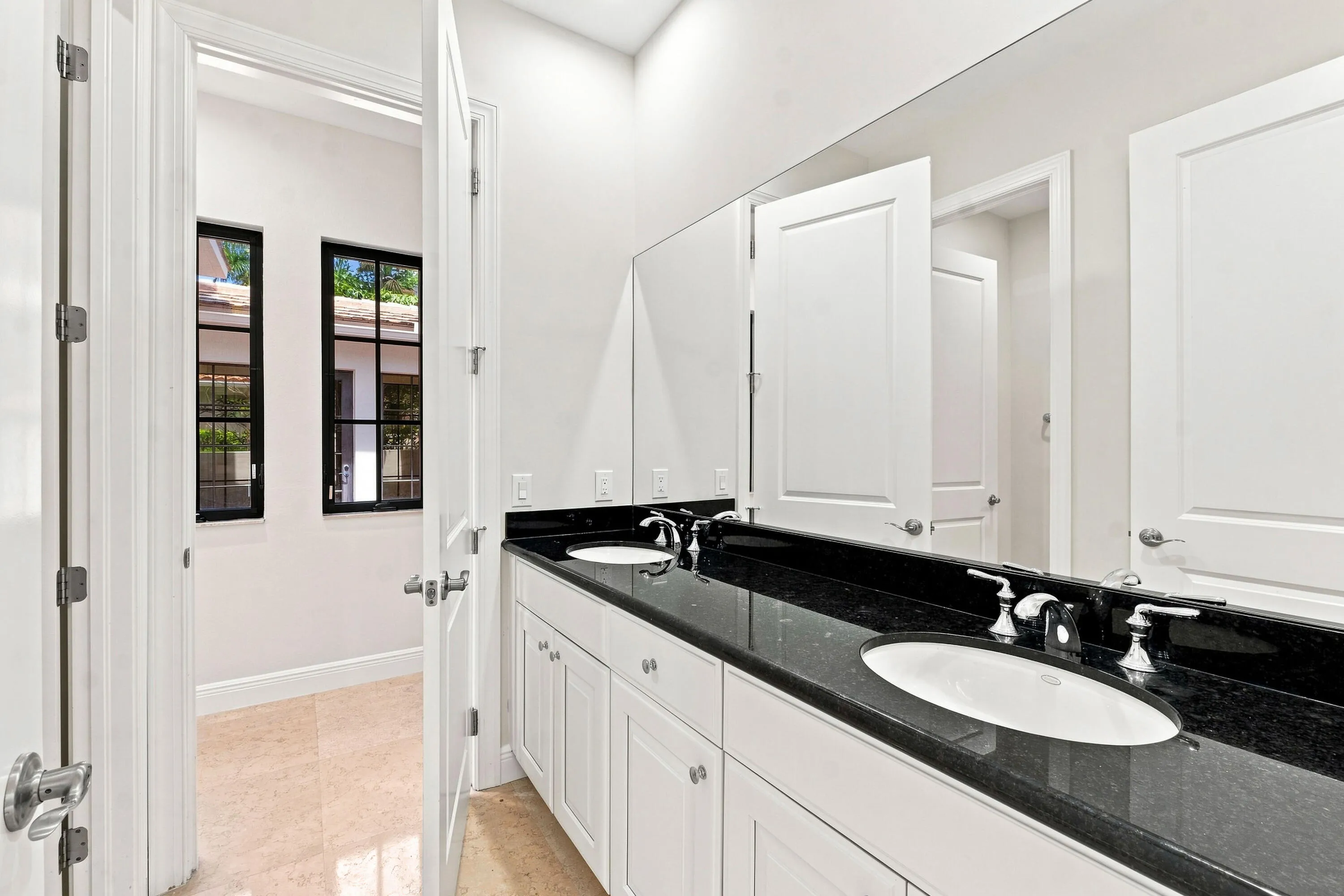 Updated bathroom with modern tile finishes