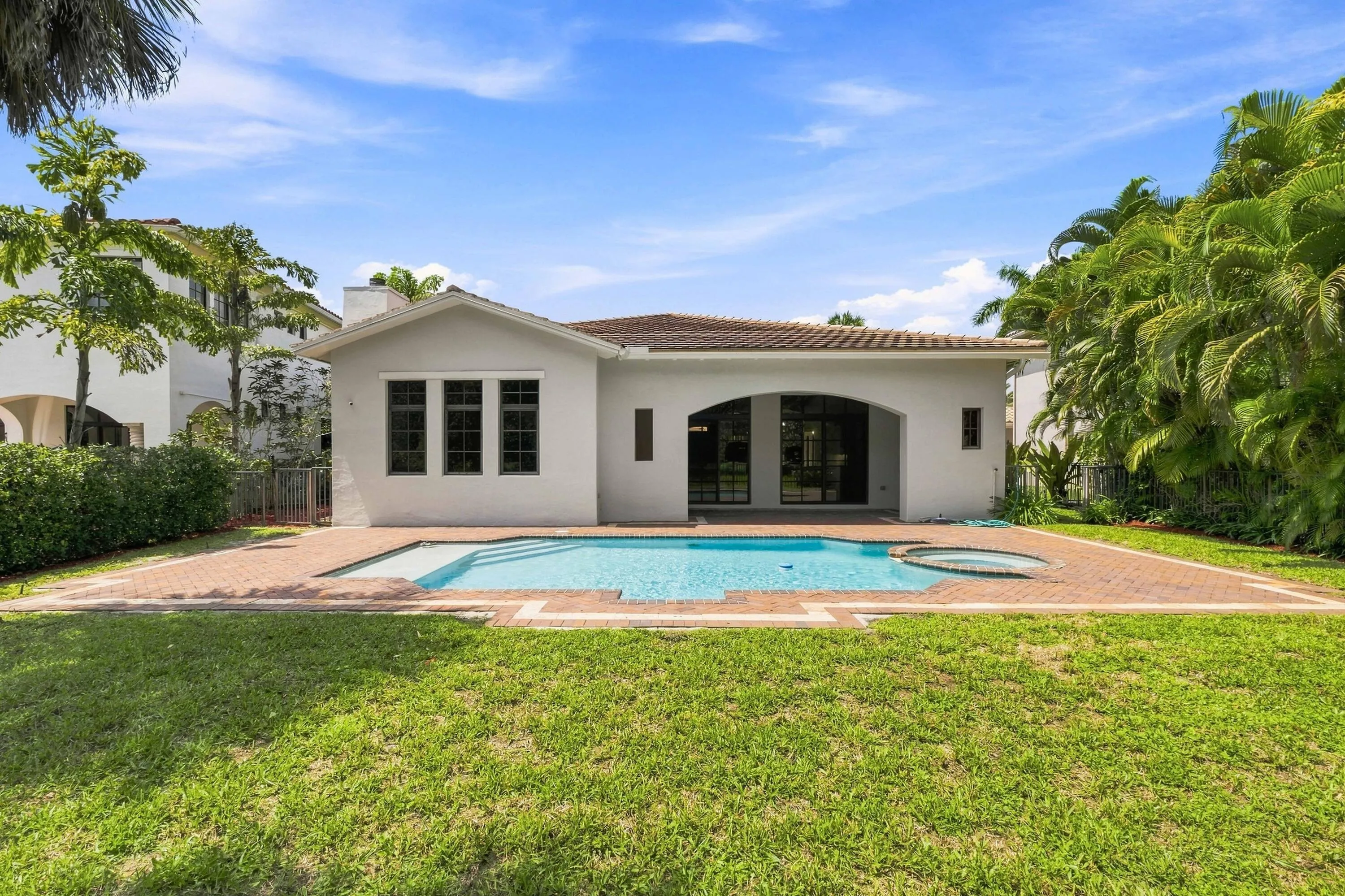 Large backyard with fresh landscaping