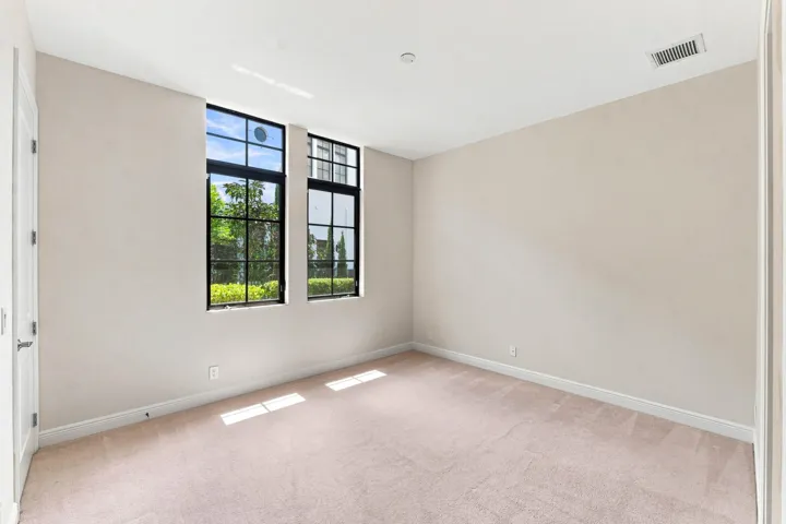 Freshly painted bedroom with spacious layout