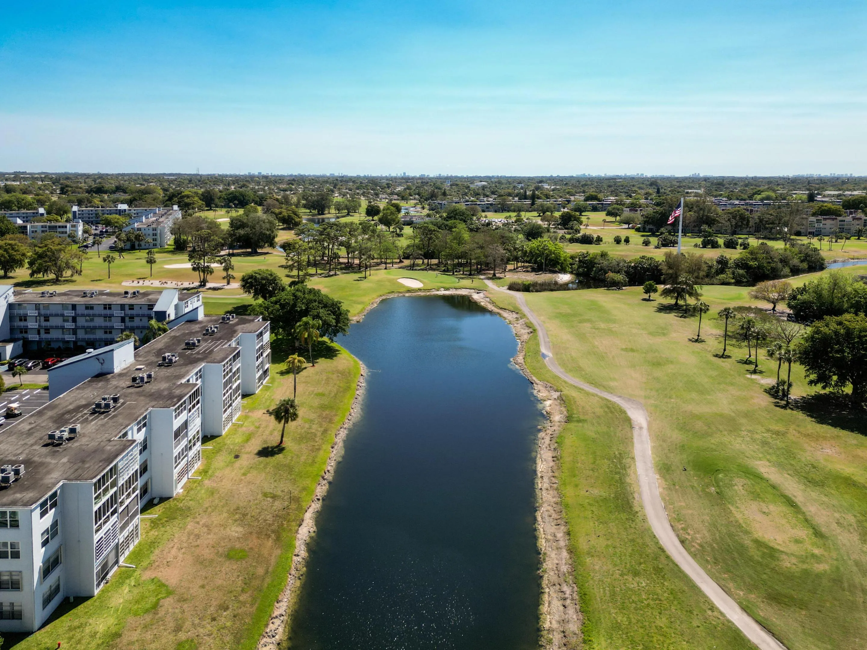 Overhead view from behind the apartment