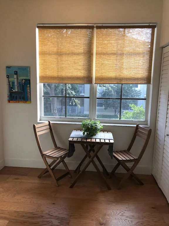 Wood-finish flooring with white wall finishes