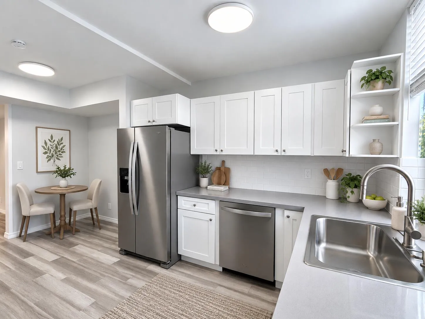 Kitchen and breakfast nook (Digitally Staged)